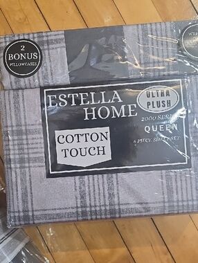 BAMBOO Gray Plaid 6-Piece Queen Sheet Set